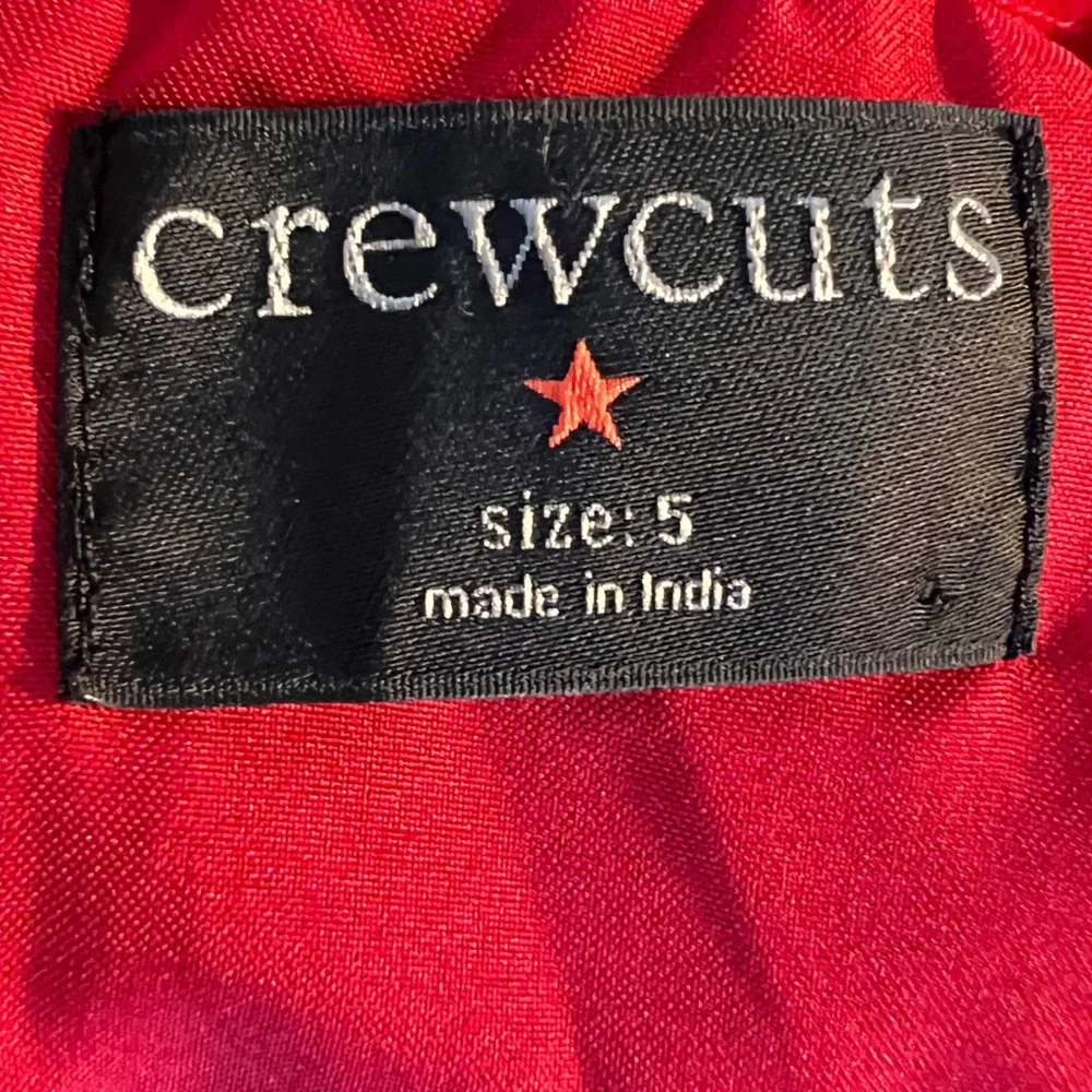 Crewcuts Velvet Dress 5 Girls Tiered Puff Sleeve Red Holiday Party dark Cool Red